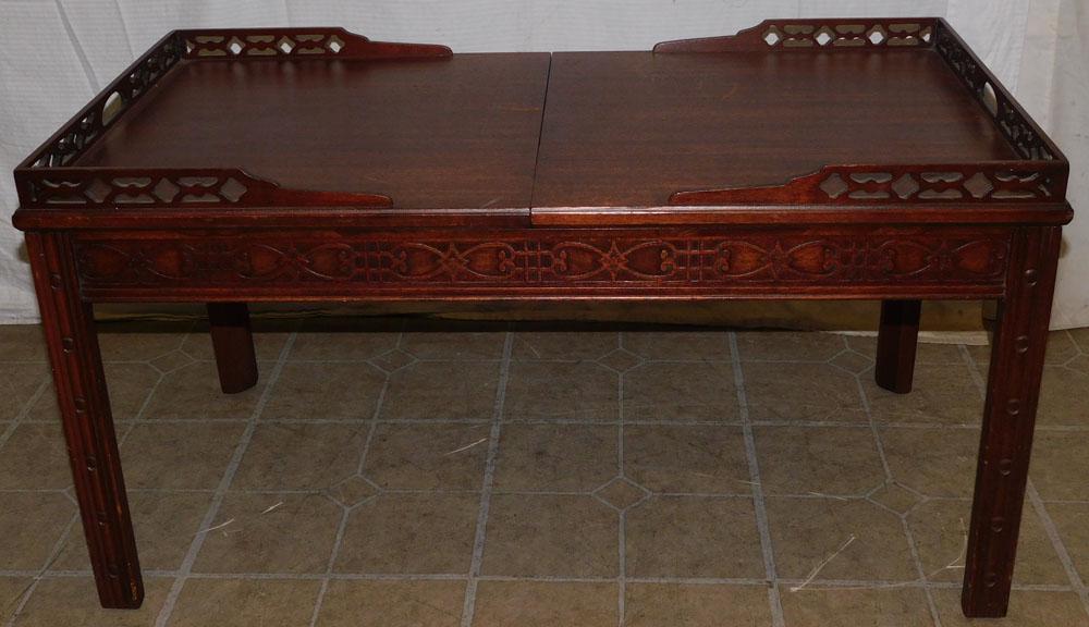 Mahogany Chinese Chippendale Coffee Table with Sliding Top (1 of 4)