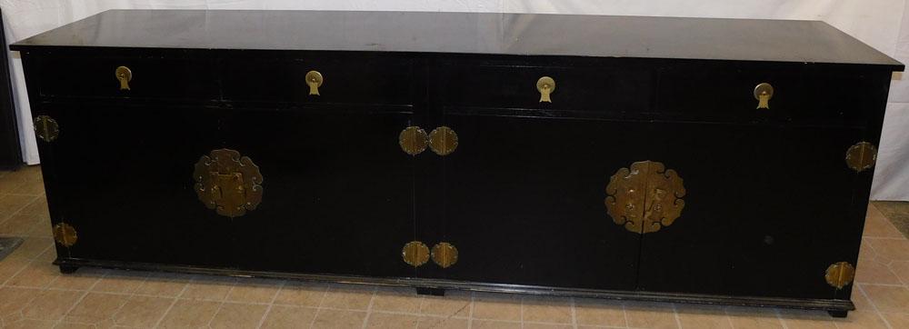 Oversized Black Lacquered Oriental Cabinet (1 of 7)
