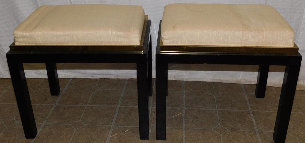 Pair of Painted Metal & Upholstered Top Ottomans (1 of 3)