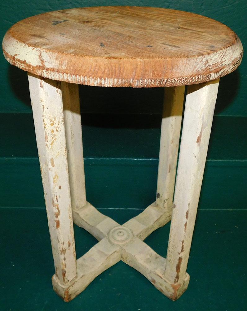 Painted Elm Wood Stool (1 of 2)
