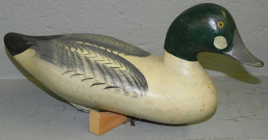 Madison Mitchell golden eye duck decoy, 1959.: Madison Mitchell golden eye duck decoy, 1959.