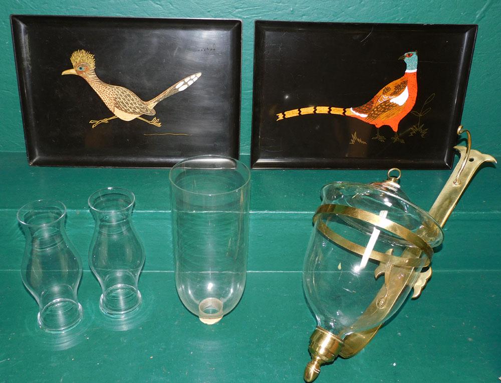 Lot Brass Candle Sconces & Misc. Shades (1 of 5)