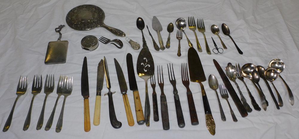 Lot Silverplate Flatware - Dressing Mirror - Misc. Items (1 of 6)