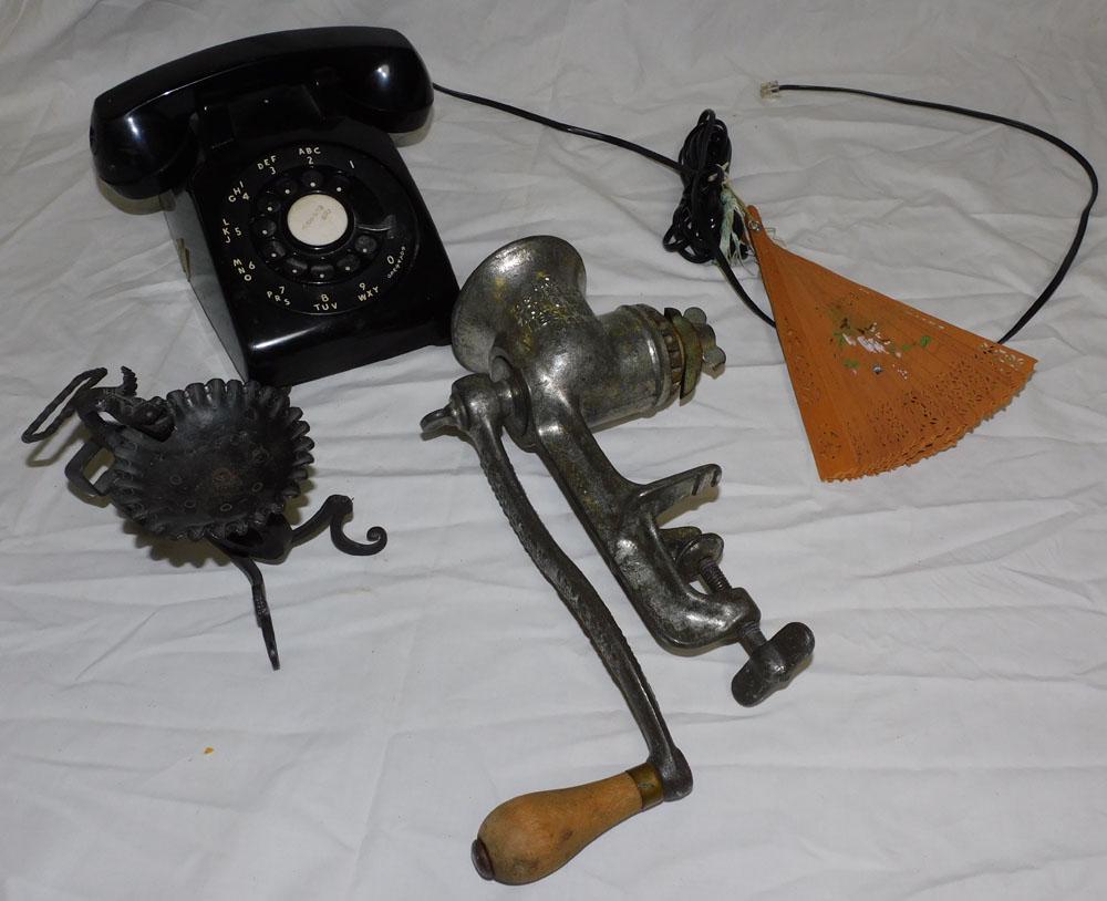 Antique Meat Grinder & Vintage Phone (1 of 5)