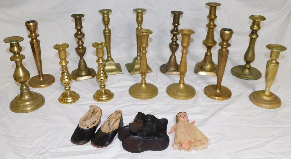 Lot Of Antique Brass Candlesticks (1 of 5)