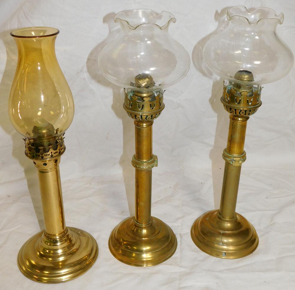 Set 3 Antique Brass Candleholders (1 of 3)