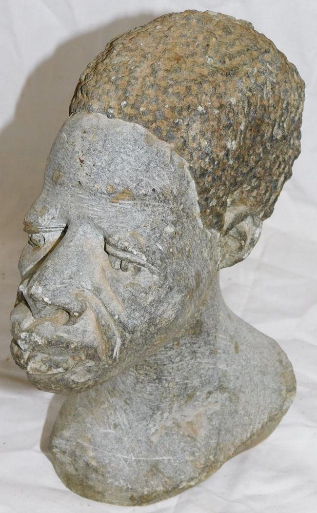 Stone Carved African Bust - Unsigned (1 of 3)