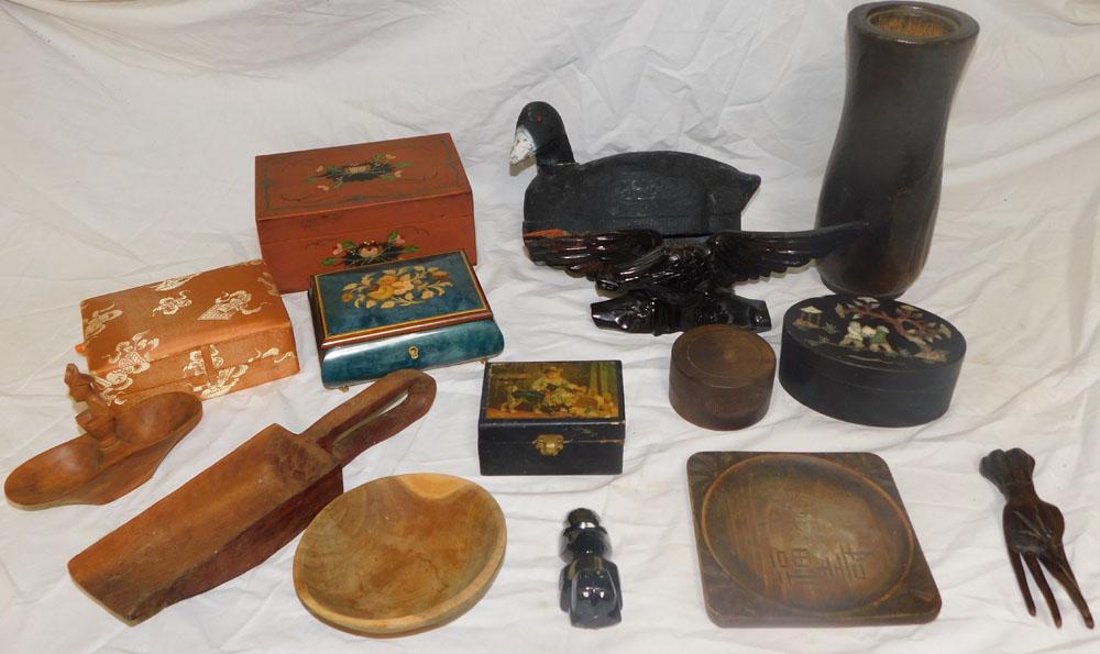 Lot Oriental Boxes- Wood Carved Items (1 of 9)