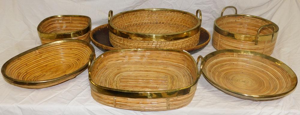 Lot Brass & Rattan Baskets (1 of 6)