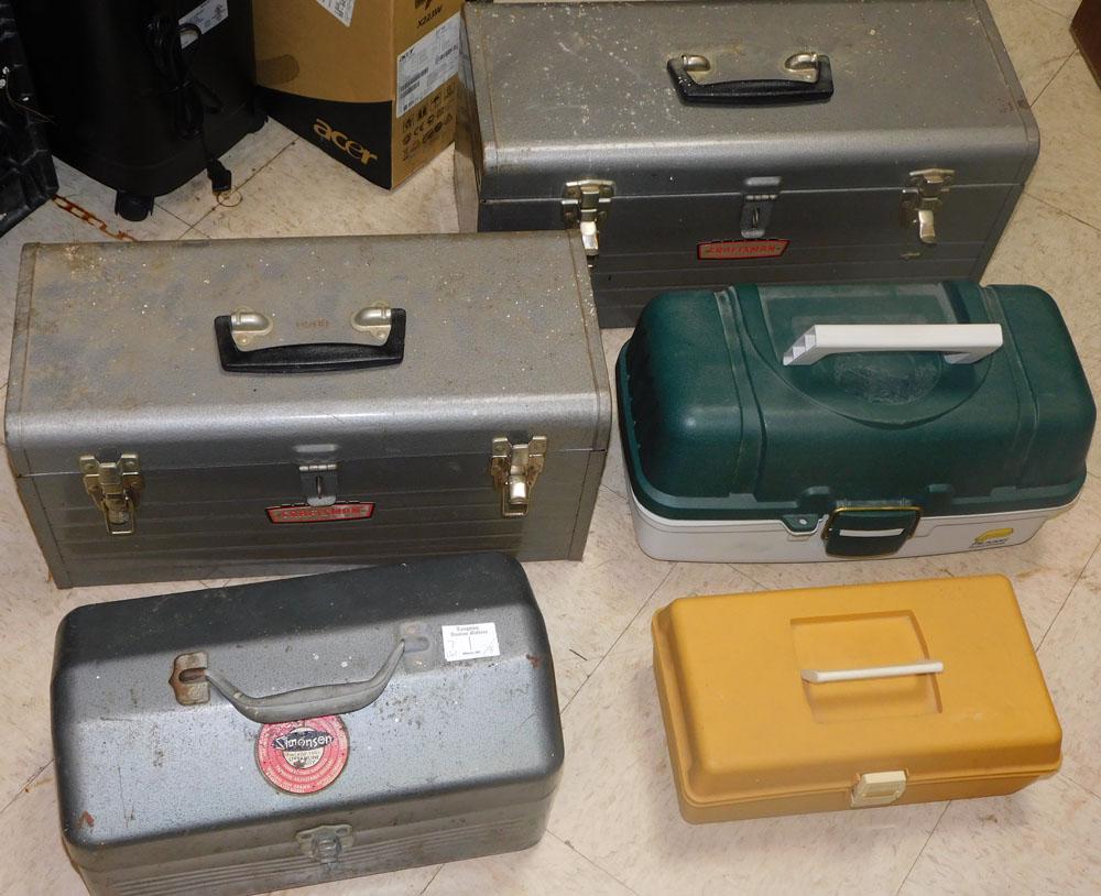 Two Tackle Boxes - Three Tool Boxes ( Some Have Contents) (1 of 5)