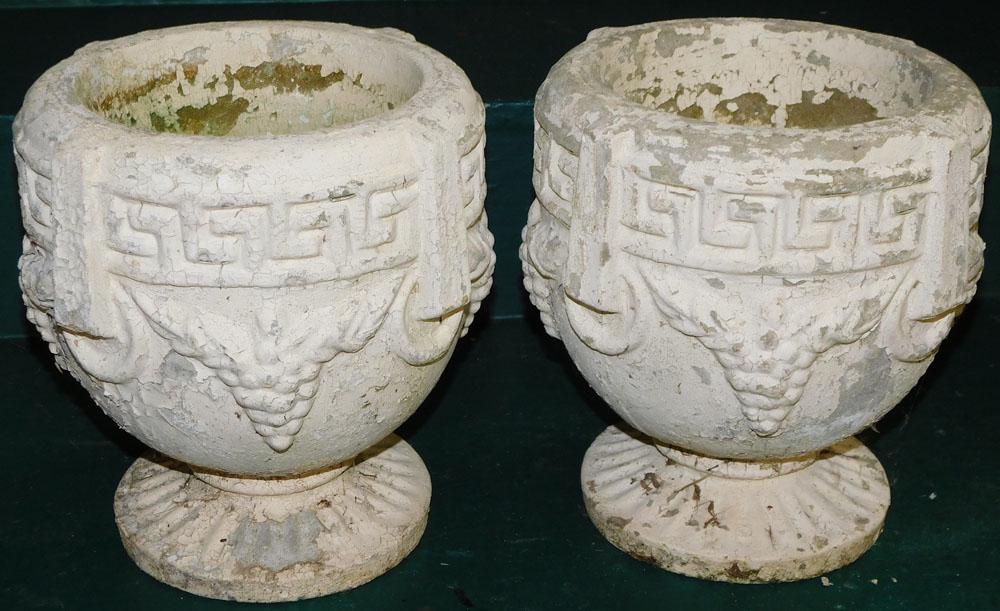 Pair Painted Concrete Planters (1 of 4)