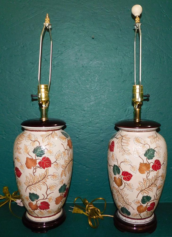 Pair Oriental Vases Made Into Lamps (1 of 2)