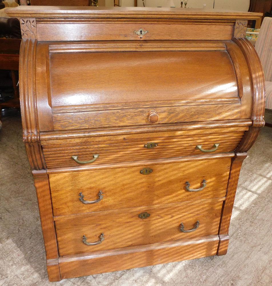 Antique Oak C-Roll Desk (1 of 4)
