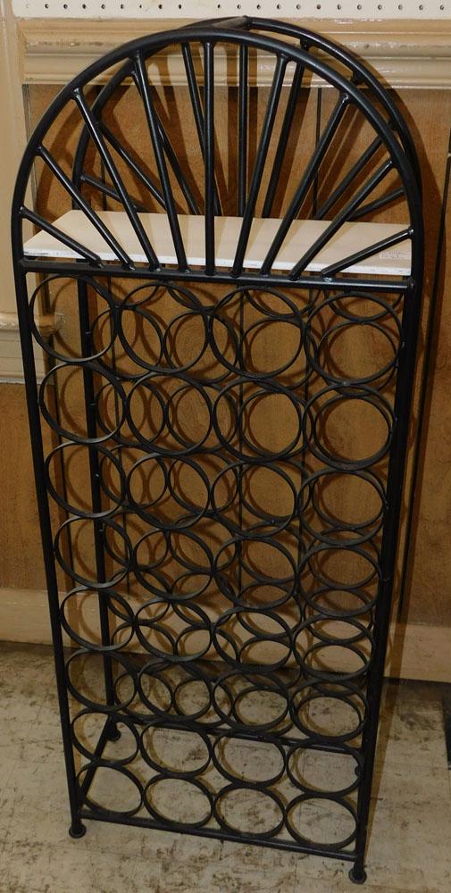 Painted Metal Wine Rack: Painted Metal Wine Rack. 17 1/4" W 8 1/4" D 43 1/4" H ALL DESCRIPTIONS AND ANY CONDITION STATEMENT GIVEN BY LANGSTON AUCTION GALLERY ARE STRICTLY OPINIONS AND LANGSTON'S SHALL HAVE NO RESPONSIBILITY F