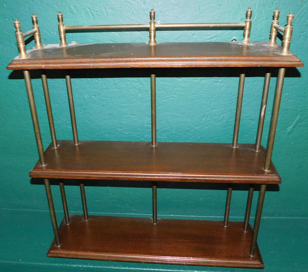 Brass & Walnut Wall Shelf (1 of 2)