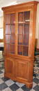 Cherry Glass Door One Piece Corner Cabinet