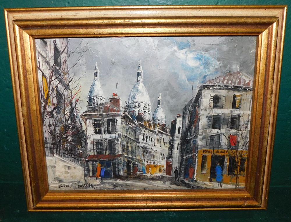 Framed Oil on Canvas French Street Scene - Signed (1 of 4)