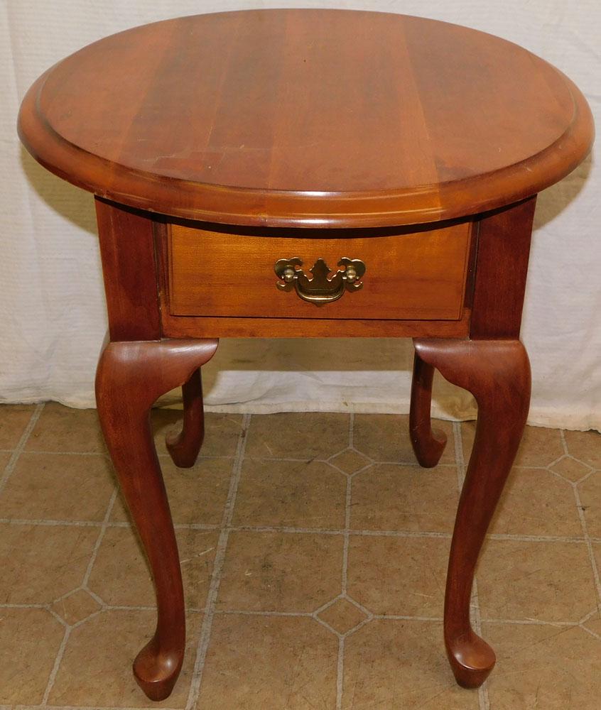 Cherry Queen Anne Style One Drawer End Table (1 of 2)