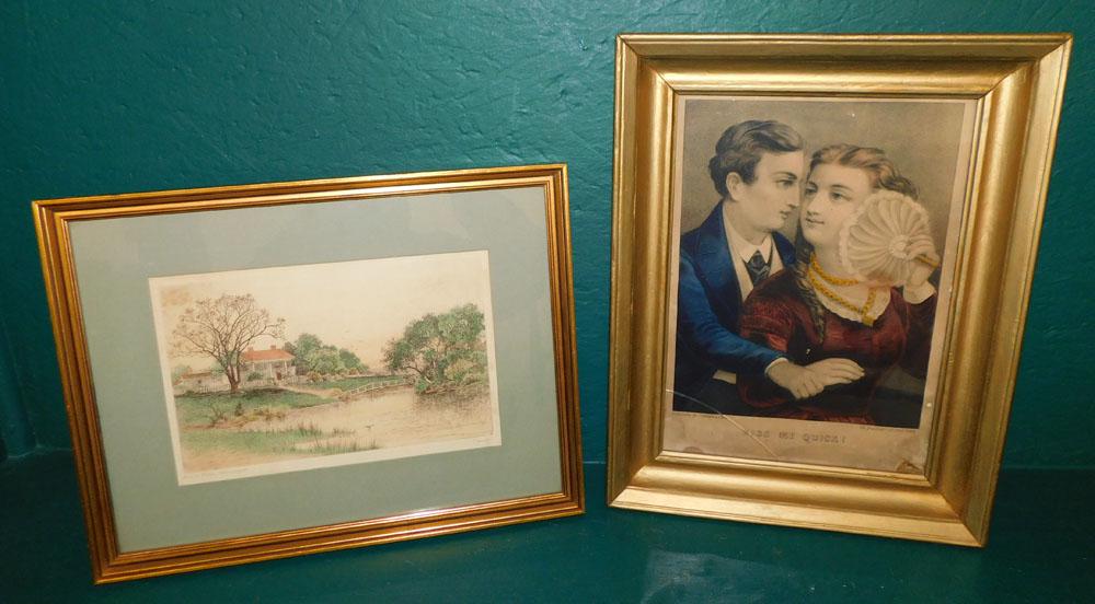 Framed Hand Colored Engraving & Framed Currier & Ives (1 of 6)
