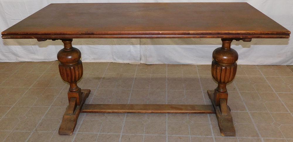 Antique Oak Stretcher Base Table By Columbia Furniture Co. (1 of 5)