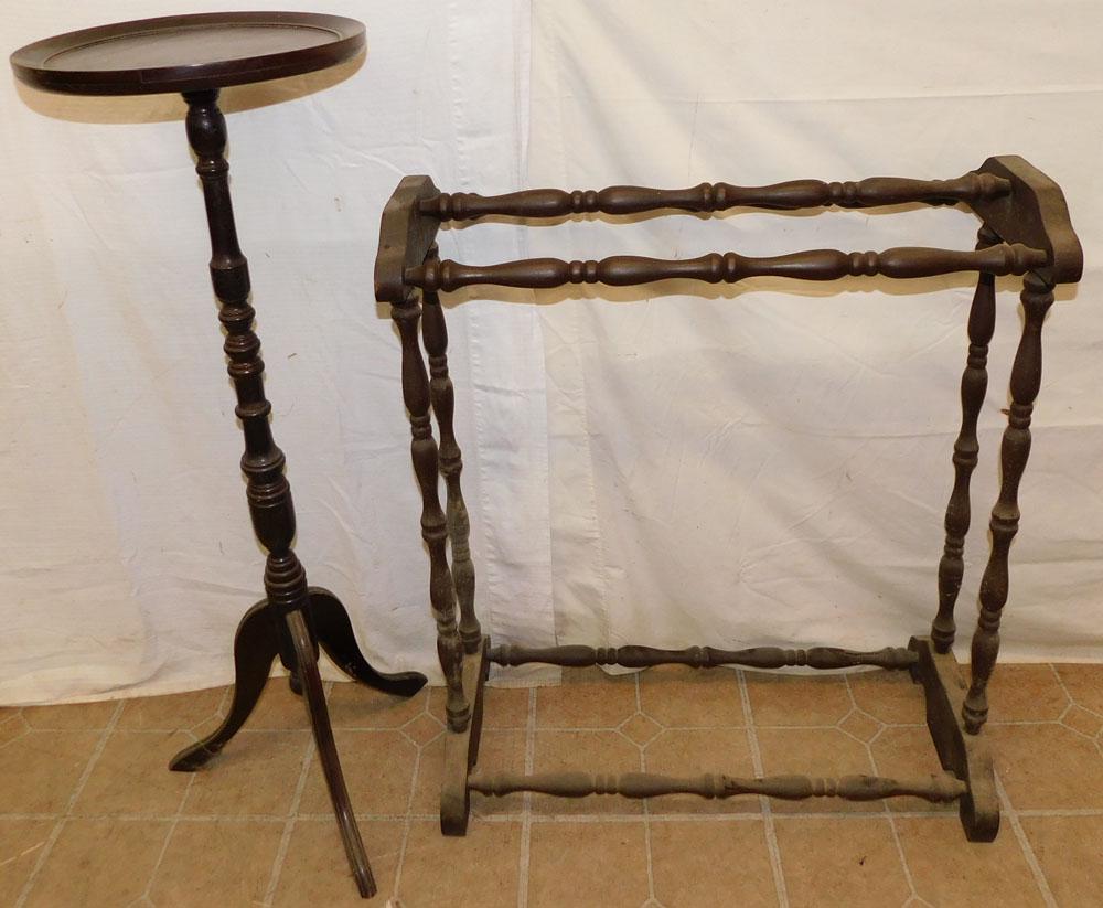 Mahogany Plant Stand & Towel Rack (1 of 2)