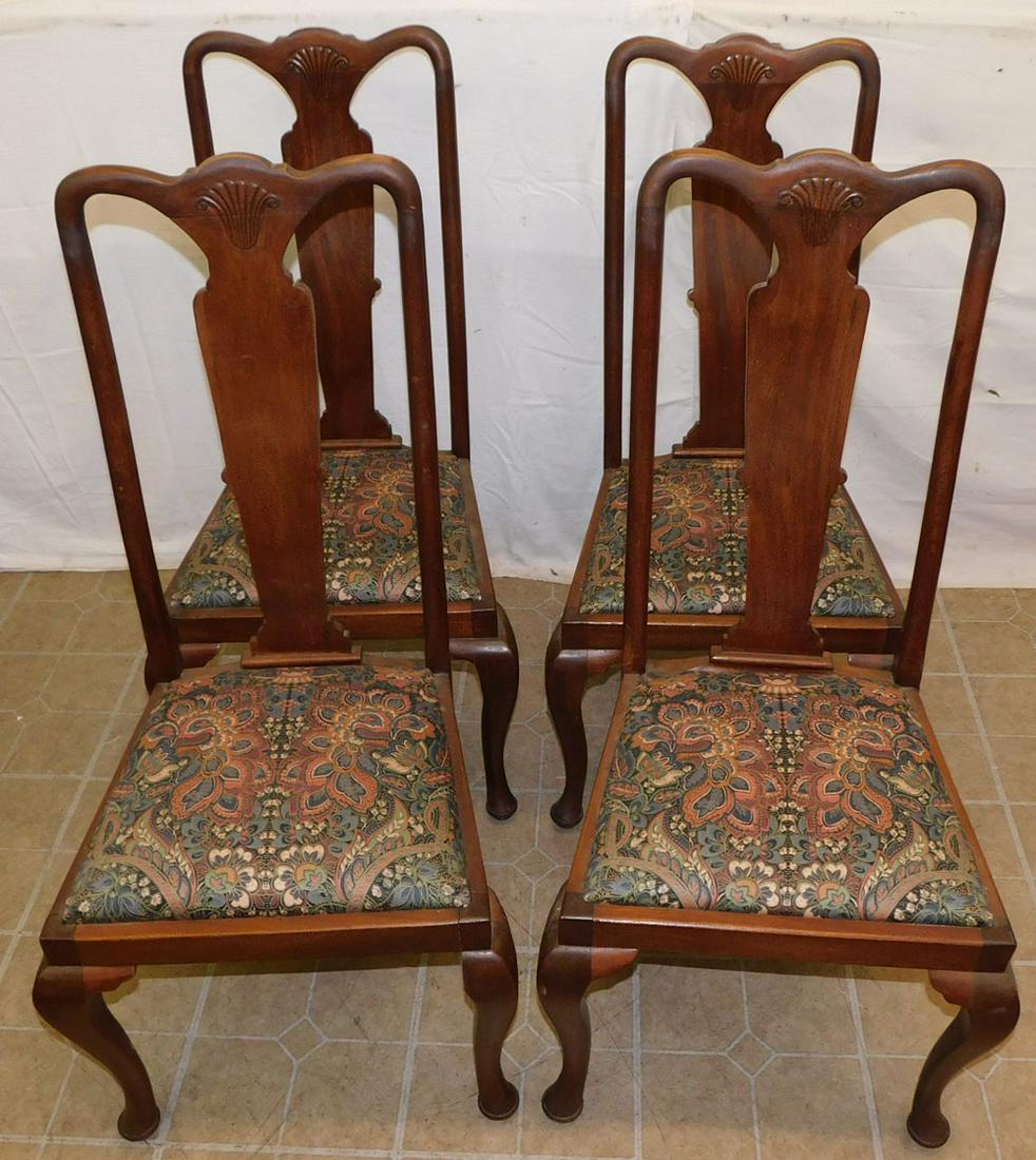 Set 4 Mahogany Queen Anne Dining Chairs (1 of 3)