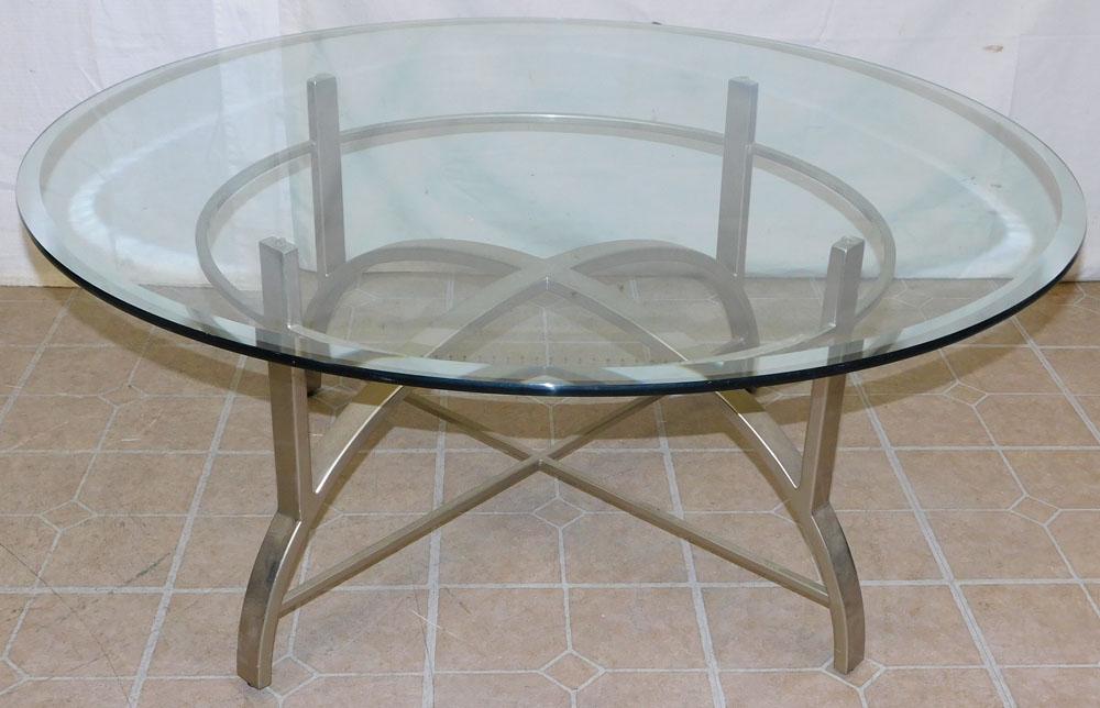 Glass Top Metal Base Coffee Table (1 of 2)