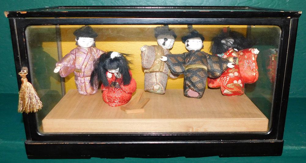Black Lacquered Oriental Showcase W/ Dolls (1 of 3)