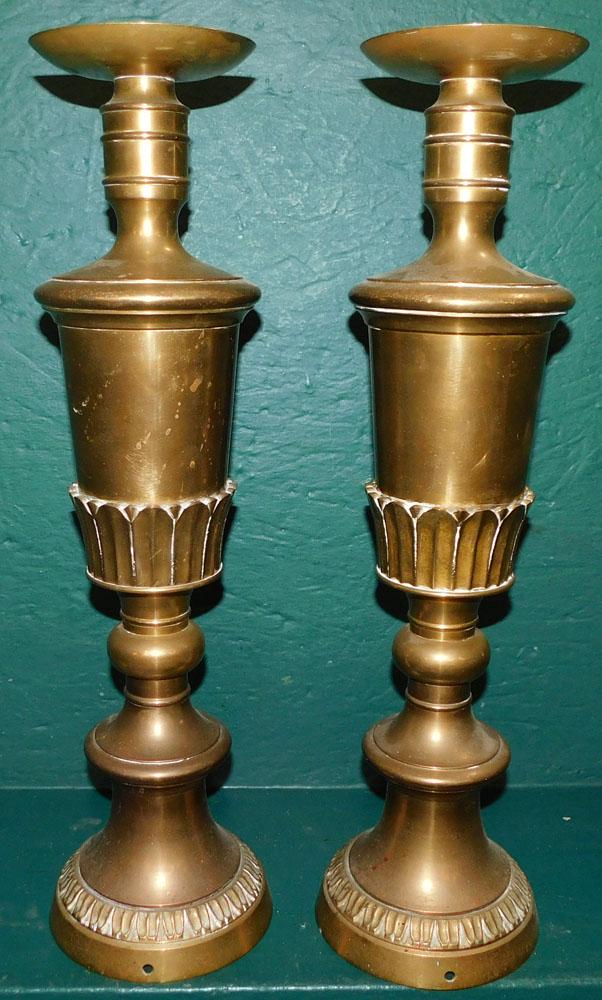 Pair Heavy Brass Candleholders (1 of 3)