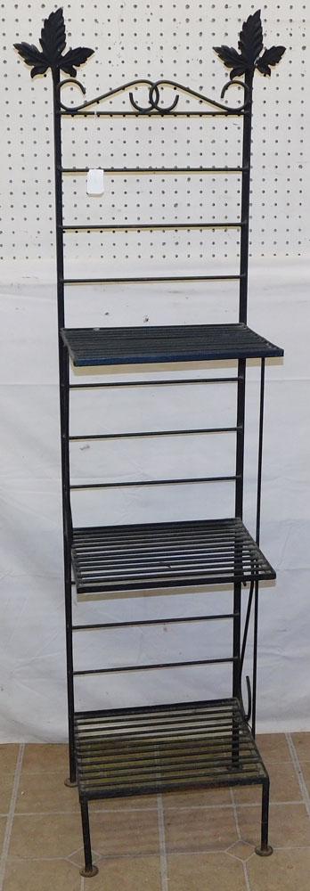 Painted Metal Shelf: Painted Metal Shelf. 61 1/2" H ALL DESCRIPTIONS AND ANY CONDITION STATEMENT GIVEN BY LANGSTON AUCTION GALLERY ARE STRICTLY OPINIONS AND LANGSTON'S SHALL HAVE NO RESPONSIBILITY FOR ERRORS OR OMISSIONS.