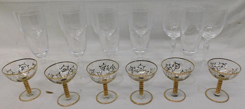 Lot Fostoria Stemware & Enamel Decorated Stemware (1 of 4)