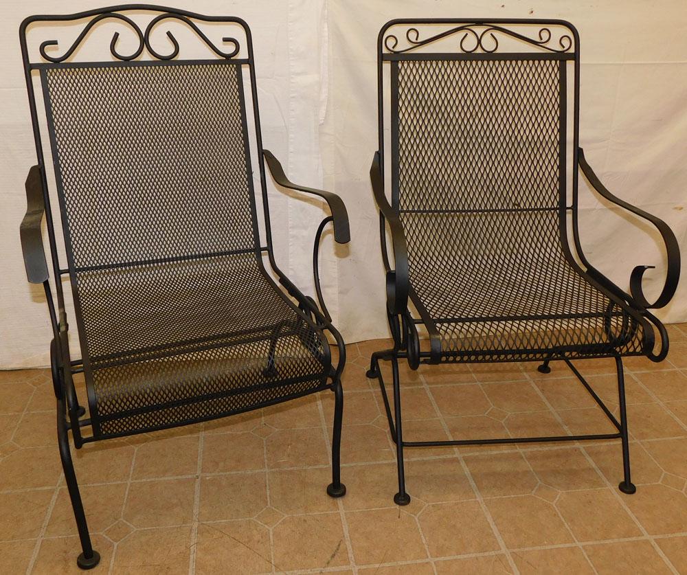 Pair Painted Wrought Iron Chairs (1 of 3)