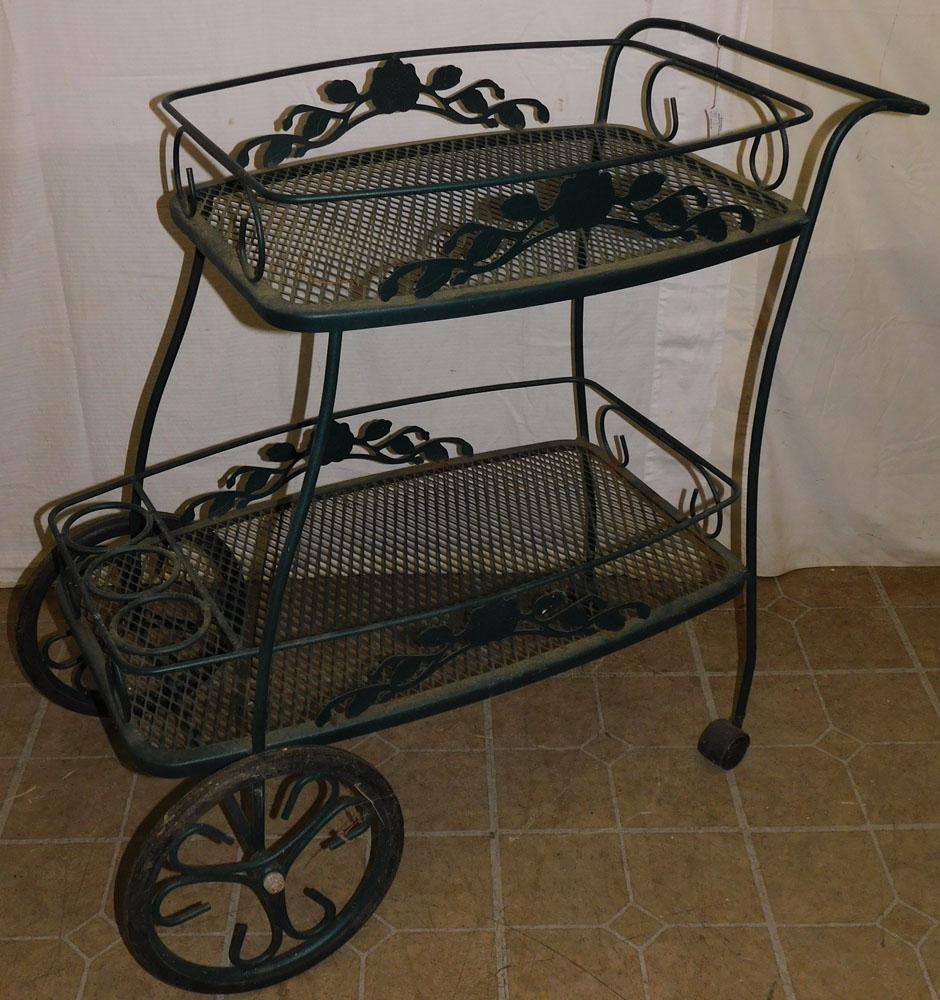 Painted Wrought Iron Rolling Cart (1 of 4)