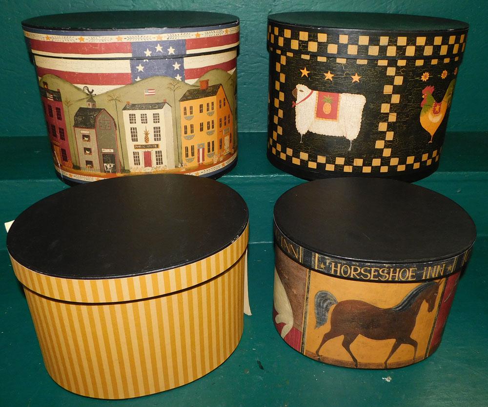 Four Paint Decorated Hat Boxes (1 of 2)