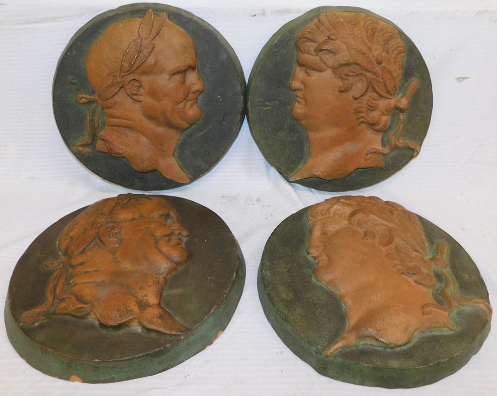 Four Painted Terracotta Wall Plaques (1 of 4)