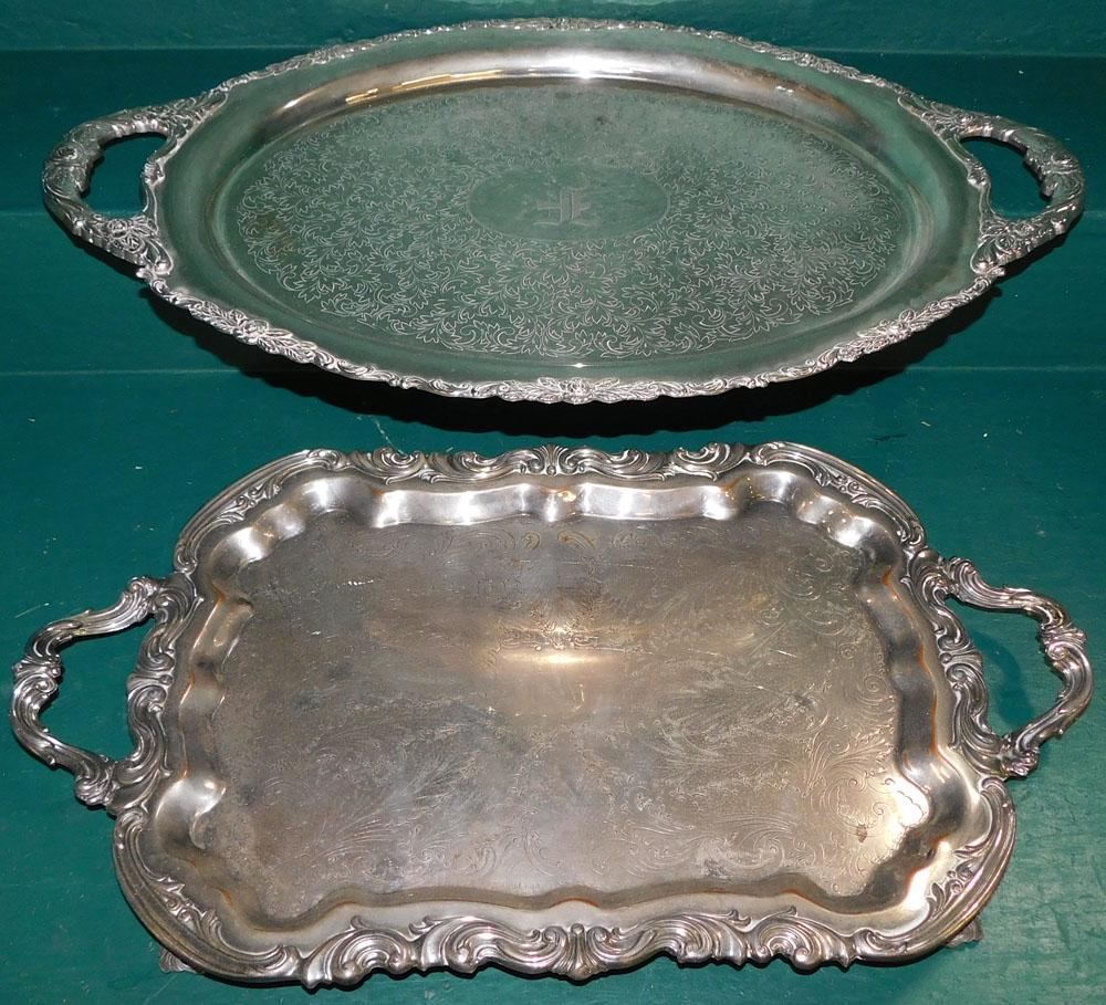 Two Silver Plate Serving Trays (1 of 6)