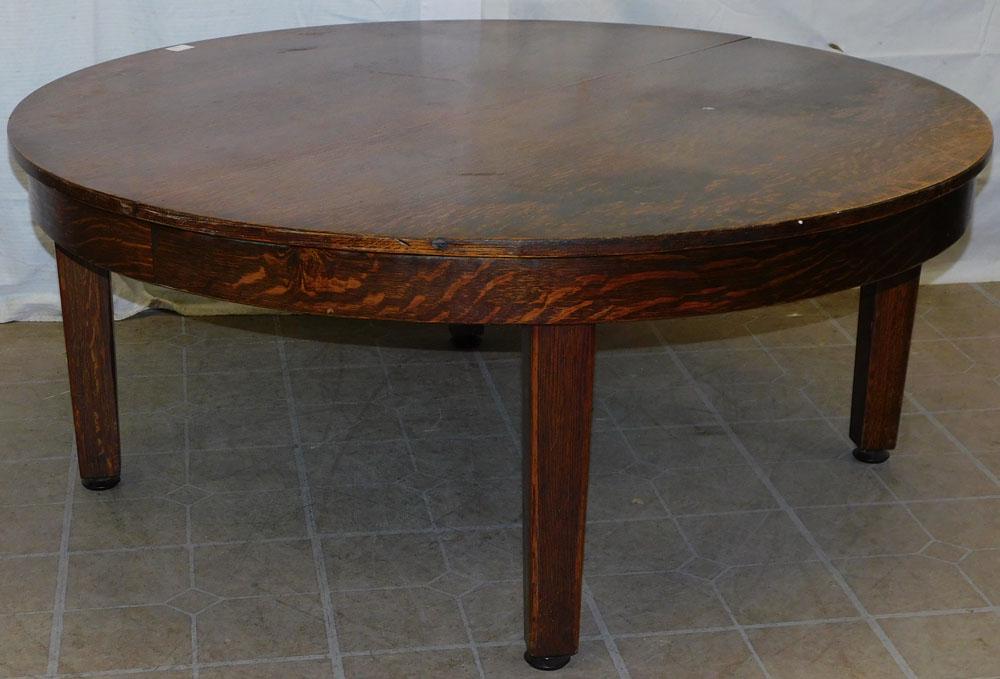 Antique Round Quartersawn Oak Arts & Crafts Style Table (1 of 3)