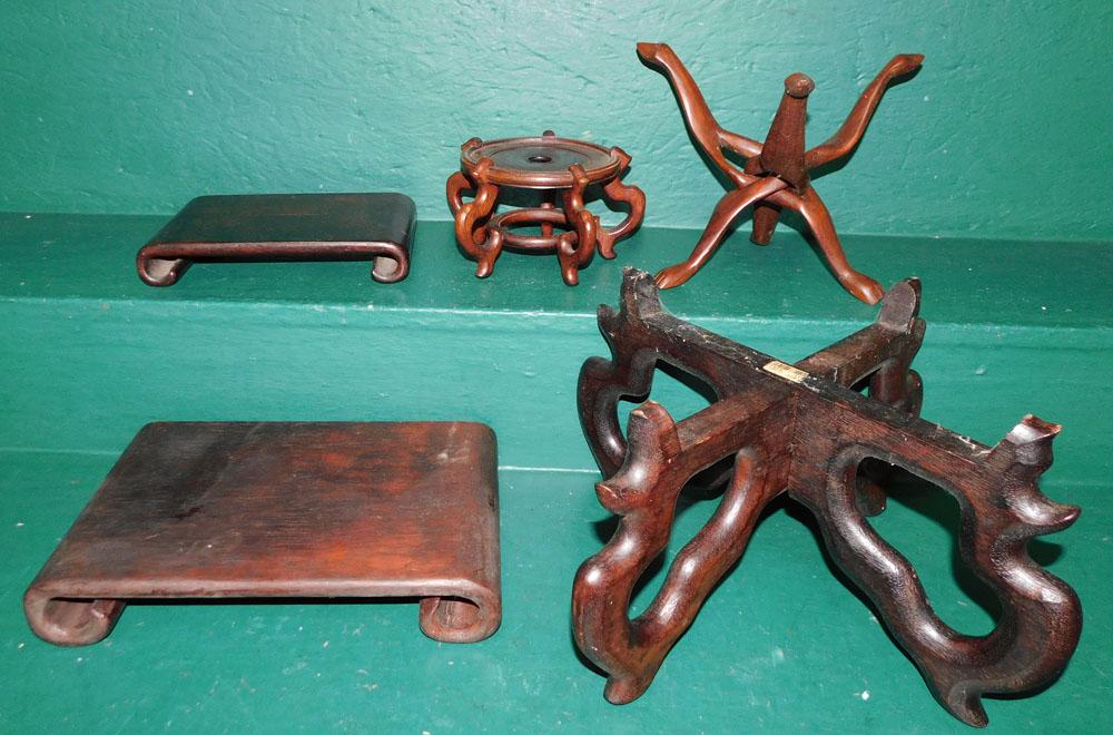 Lot of 5 Oriental Wood Stands (1 of 2)