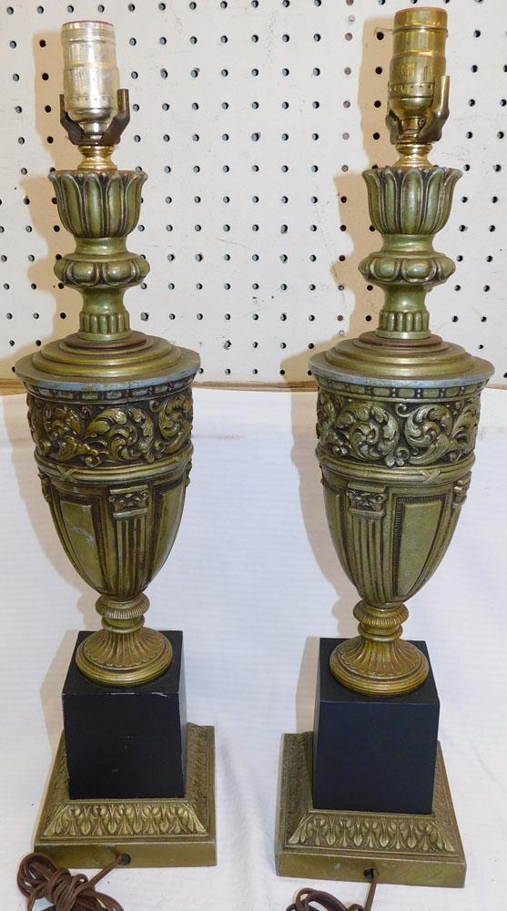 Pair of Painted Metal Urn Lamps (1 of 2)
