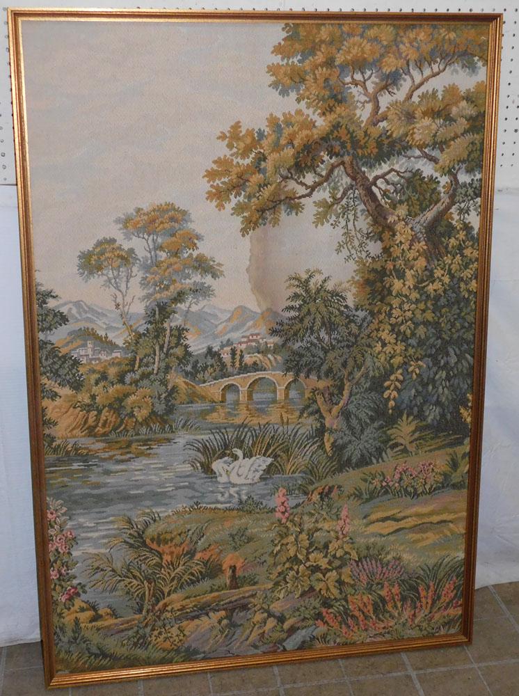 Large Framed Tapestry with Water Stain (1 of 5)