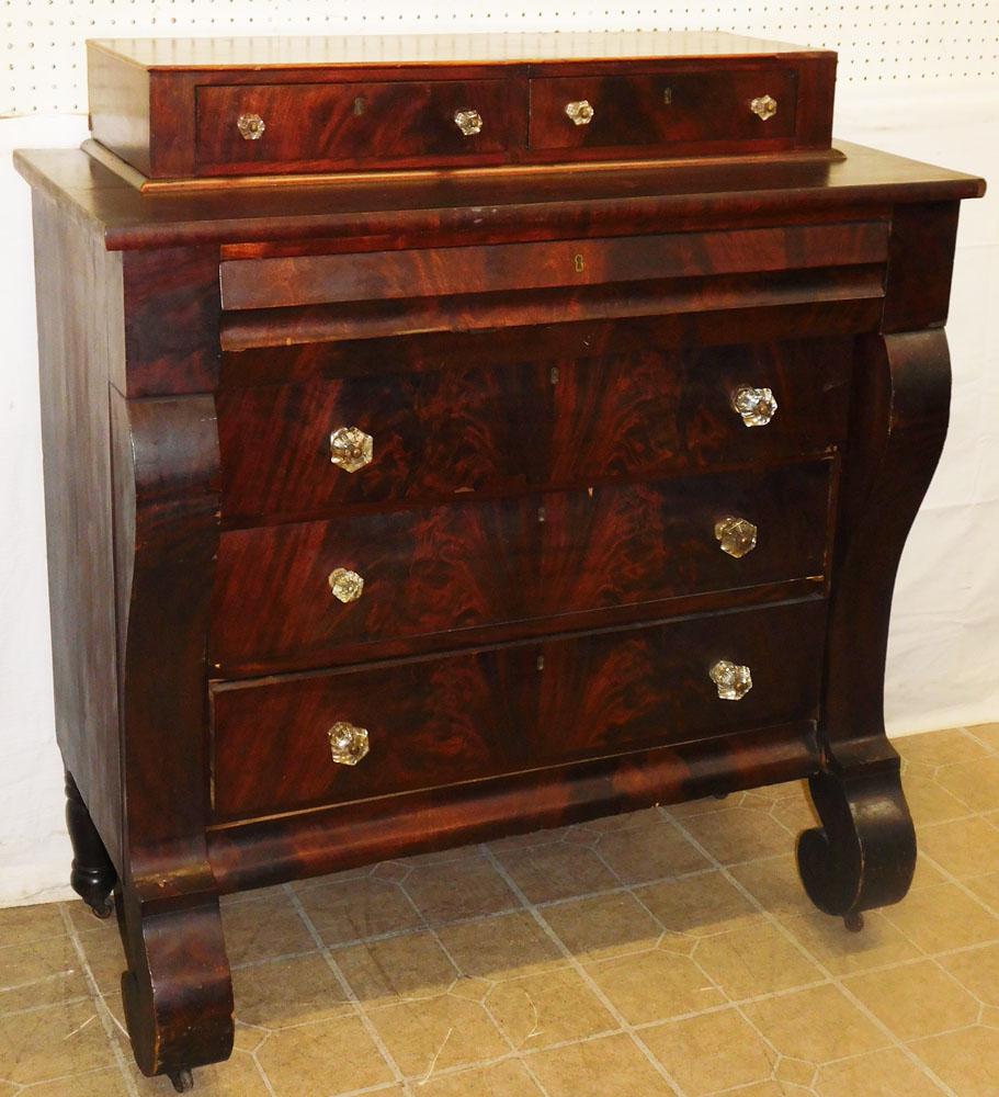 Antique Mahogany Empire 2/3 Stepback Chest (1 of 7)