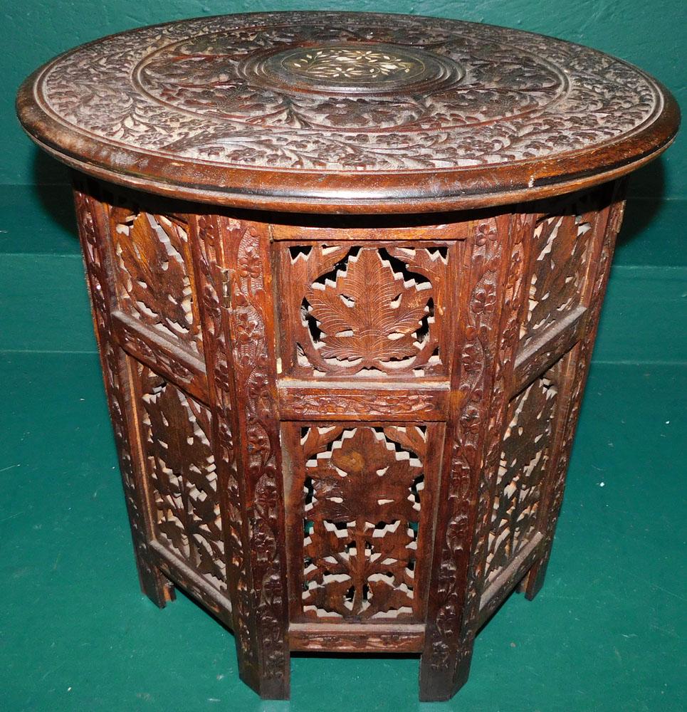 Carved Teakwood End Table (1 of 3)
