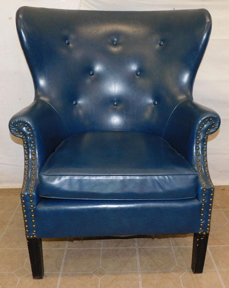 Vinyl Upholstered Barrel Back Arm Chair (1 of 3)