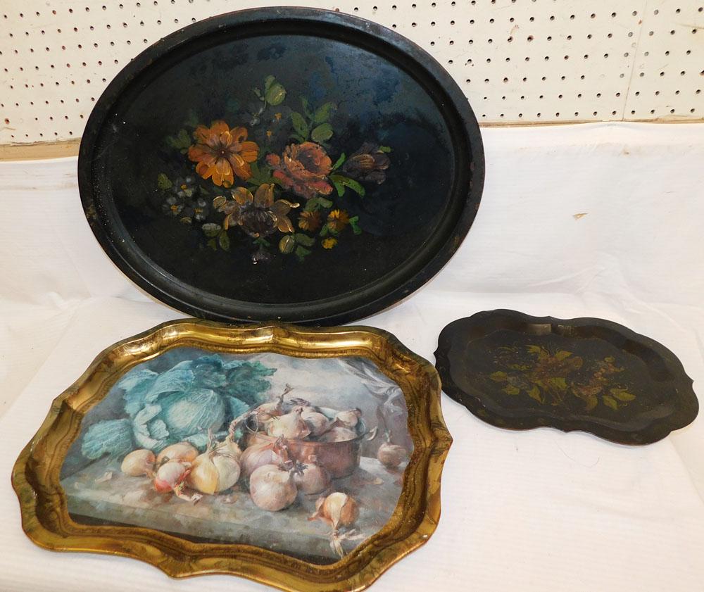3 Paint Decorated Tole Trays (1 of 6)