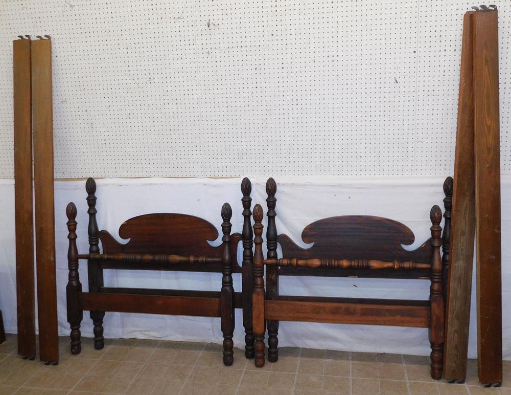 Pair of Mahogany Twin Beds with Rails (1 of 2)