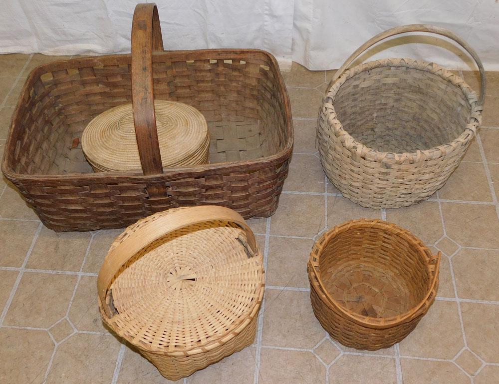 Lot of Antique Split Oak Baskets (1 of 5)