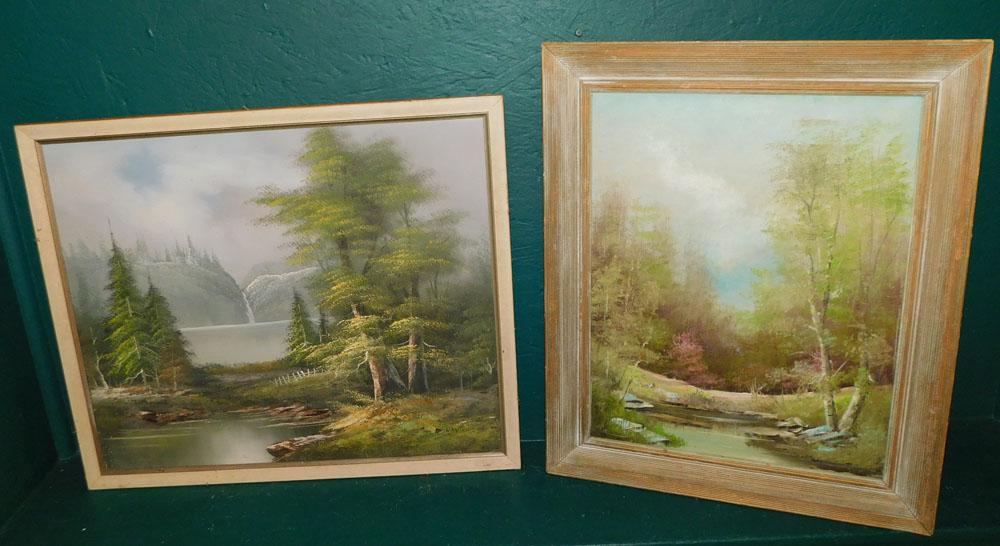 2 Oil on Canvas Lake Scenes, (Signed) (1 of 6)