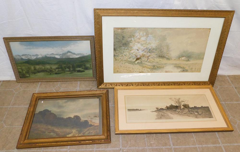 Lot of 4 Framed Prints & Watercolor (1 of 10)