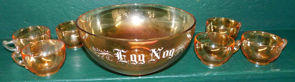 7 Piece Carnival Glass Egg Nog Punch Set (1 of 2)
