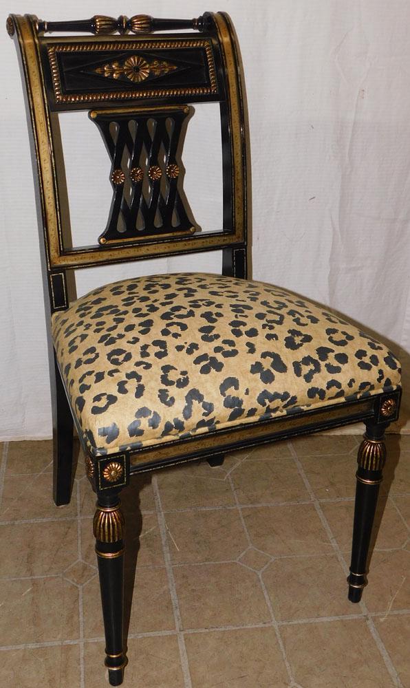 Black Lacquered Silver Gilt Decorated Regency Style Side Chair (1 of 4)